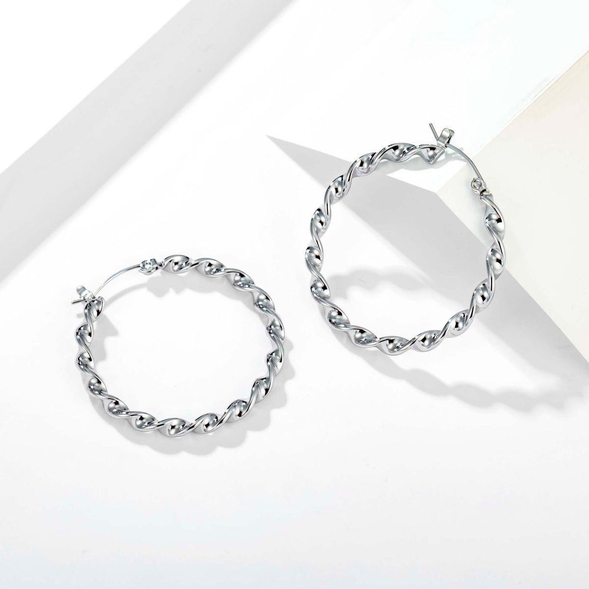 Twisted Hoop Earrings for Women, Geometric Round Statement Earrings, Textured Everyday Office Party Jewelry