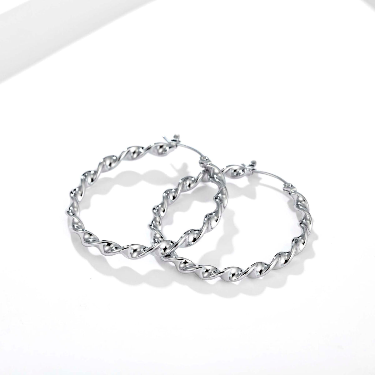 Twisted Hoop Earrings for Women, Geometric Round Statement Earrings, Textured Everyday Office Party Jewelry