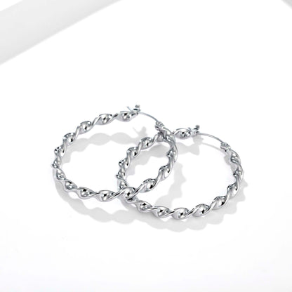 Twisted Hoop Earrings for Women, Geometric Round Statement Earrings, Textured Everyday Office Party Jewelry