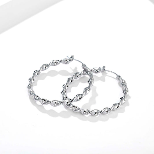 Twisted Hoop Earrings for Women, Geometric Round Statement Earrings, Textured Everyday Office Party Jewelry
