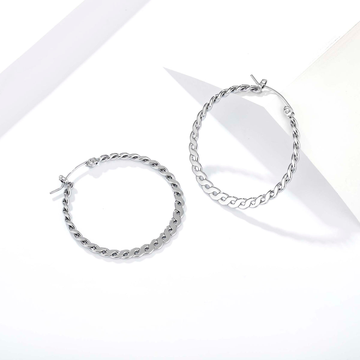 Twisted Hoop Earrings for Women, Geometric Round Statement Earrings, Textured Everyday Office Party Jewelry