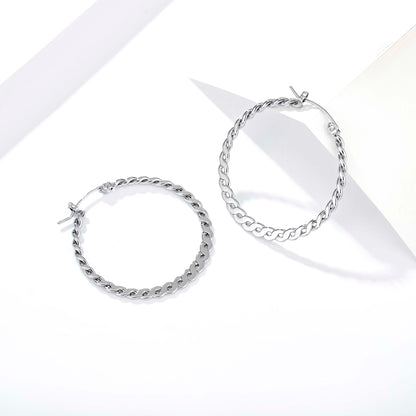 Twisted Hoop Earrings for Women, Geometric Round Statement Earrings, Textured Everyday Office Party Jewelry