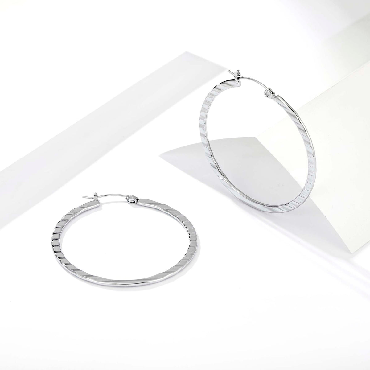Textured Hoop Earrings for Women, Geometric Round Statement Earrings, Modern Everyday Office Party Jewelry