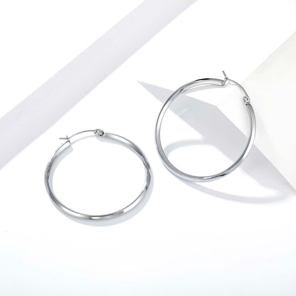 Smooth Hoop Earrings for Women, Geometric Round Statement Earrings, Modern Everyday Office Party Jewelry