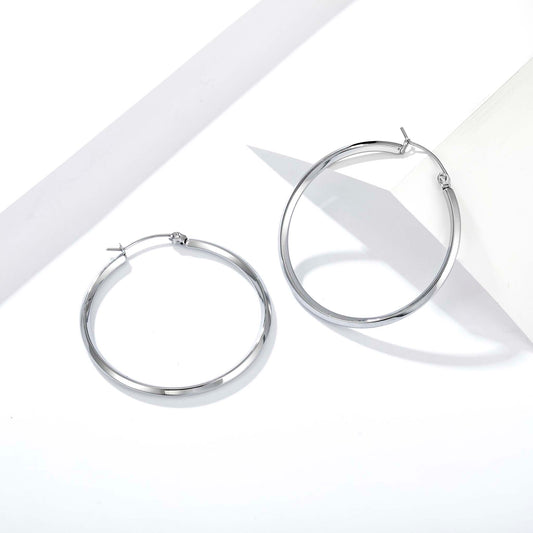 Smooth Hoop Earrings for Women, Geometric Round Statement Earrings, Modern Everyday Office Party Jewelry
