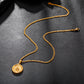 Gold Rose Pendant Necklace Figaro Chain N01545