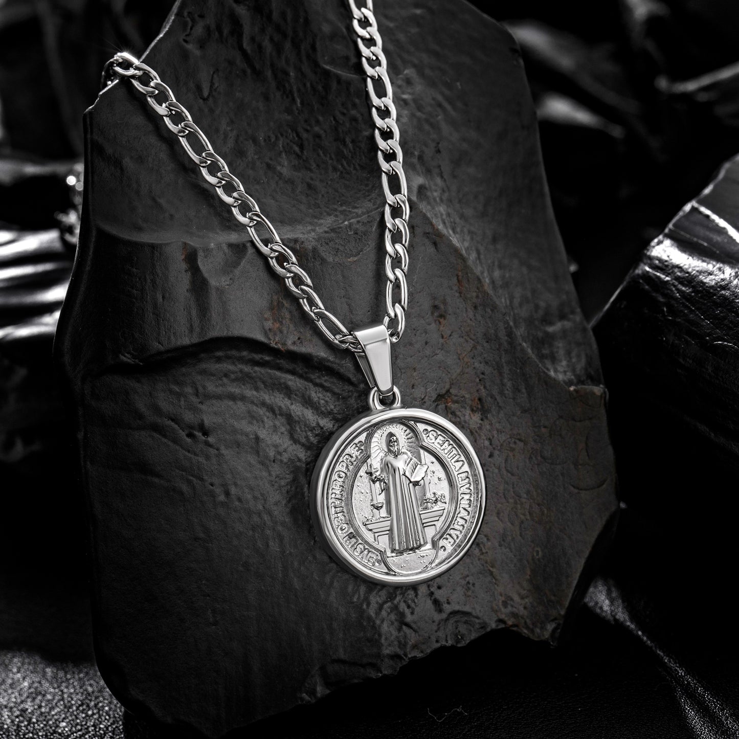 Silver Airplane Necklace Figaro Chain N00895