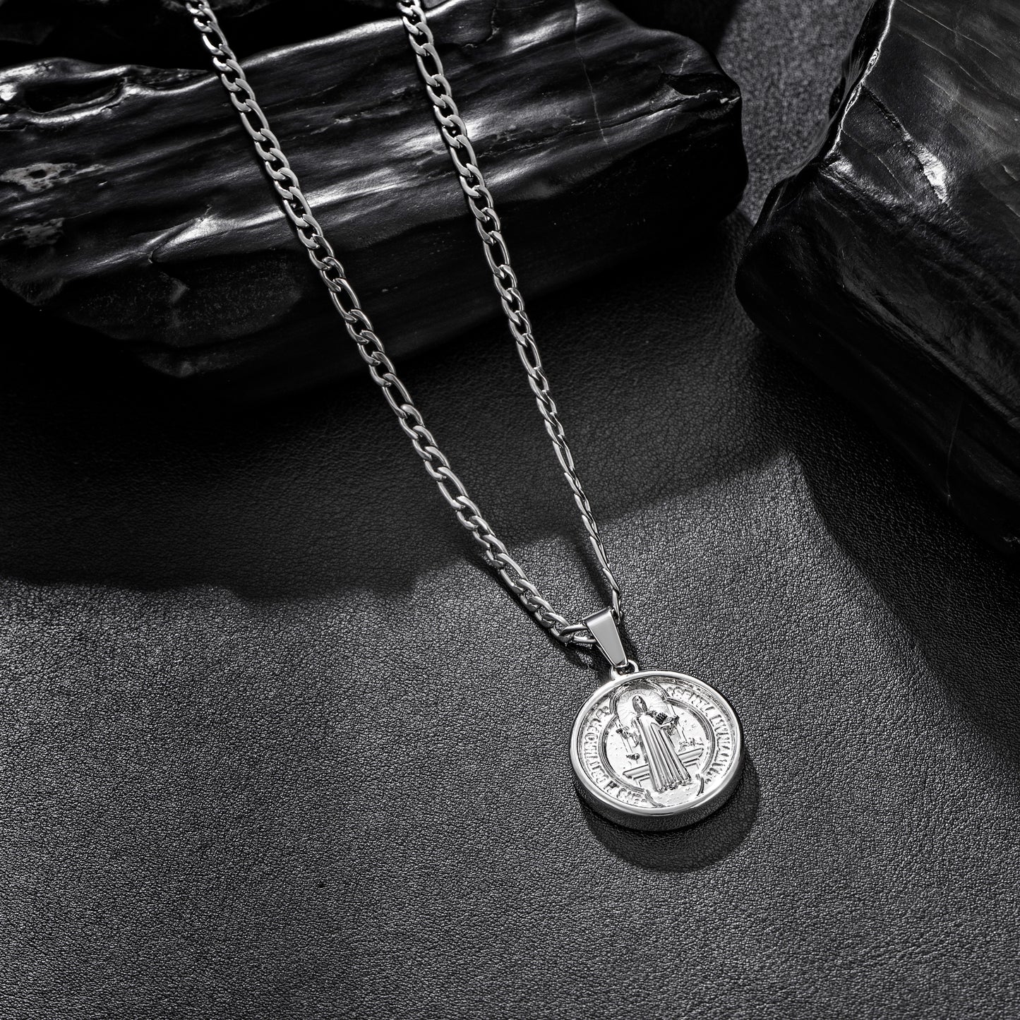 Silver Airplane Necklace Figaro Chain N00895