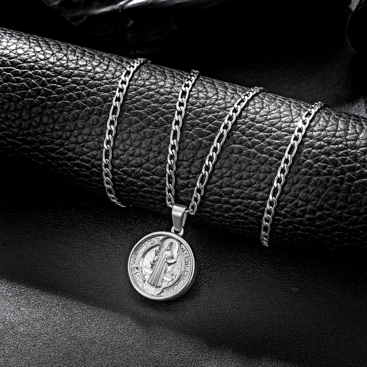 Silver Airplane Necklace Figaro Chain N00895