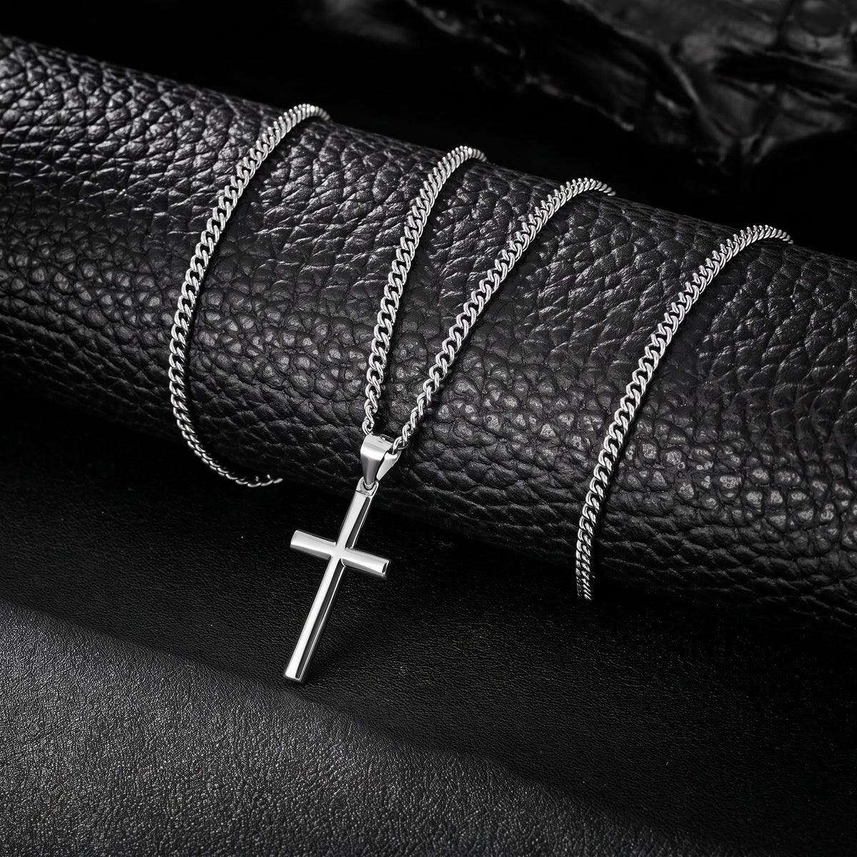 Cross Necklace for Men and Women, Minimalist Cross Pendant with Four Chain Styles, Classic Everyday Jewelry Gift