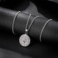 Silver Compass Pendant Necklace Curb Chain N02128