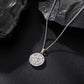 Silver Compass Pendant Necklace Curb Chain N02128