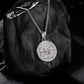 Silver Compass Pendant Necklace Curb Chain N02128