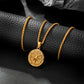 Gold Compass Necklace Wheat Chain N02168