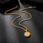 Gold Compass Necklace Wheat Chain N02168