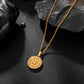 Gold Compass Pendant Necklace Curb Chain N02162