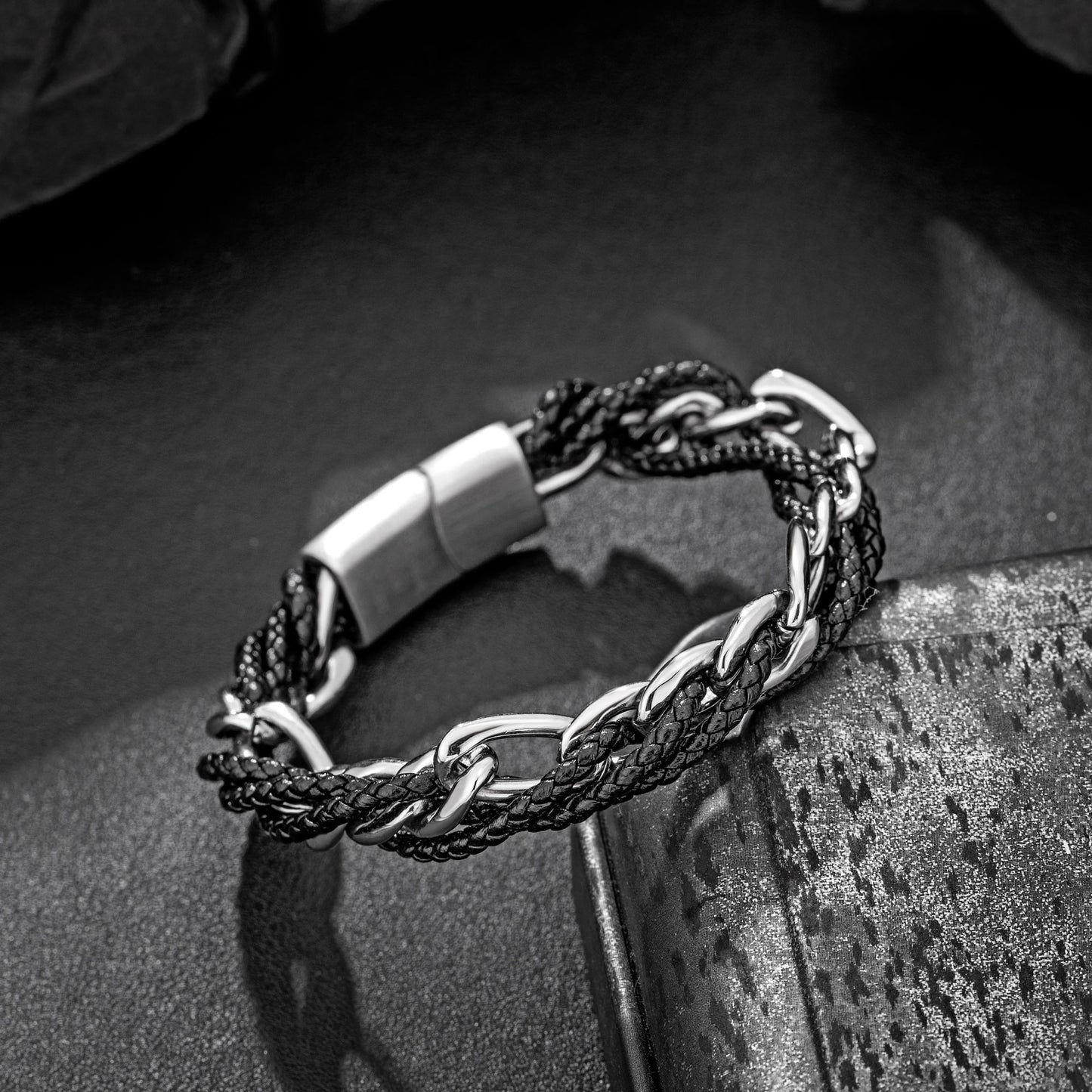 Leather and Steel Bracelet B00622