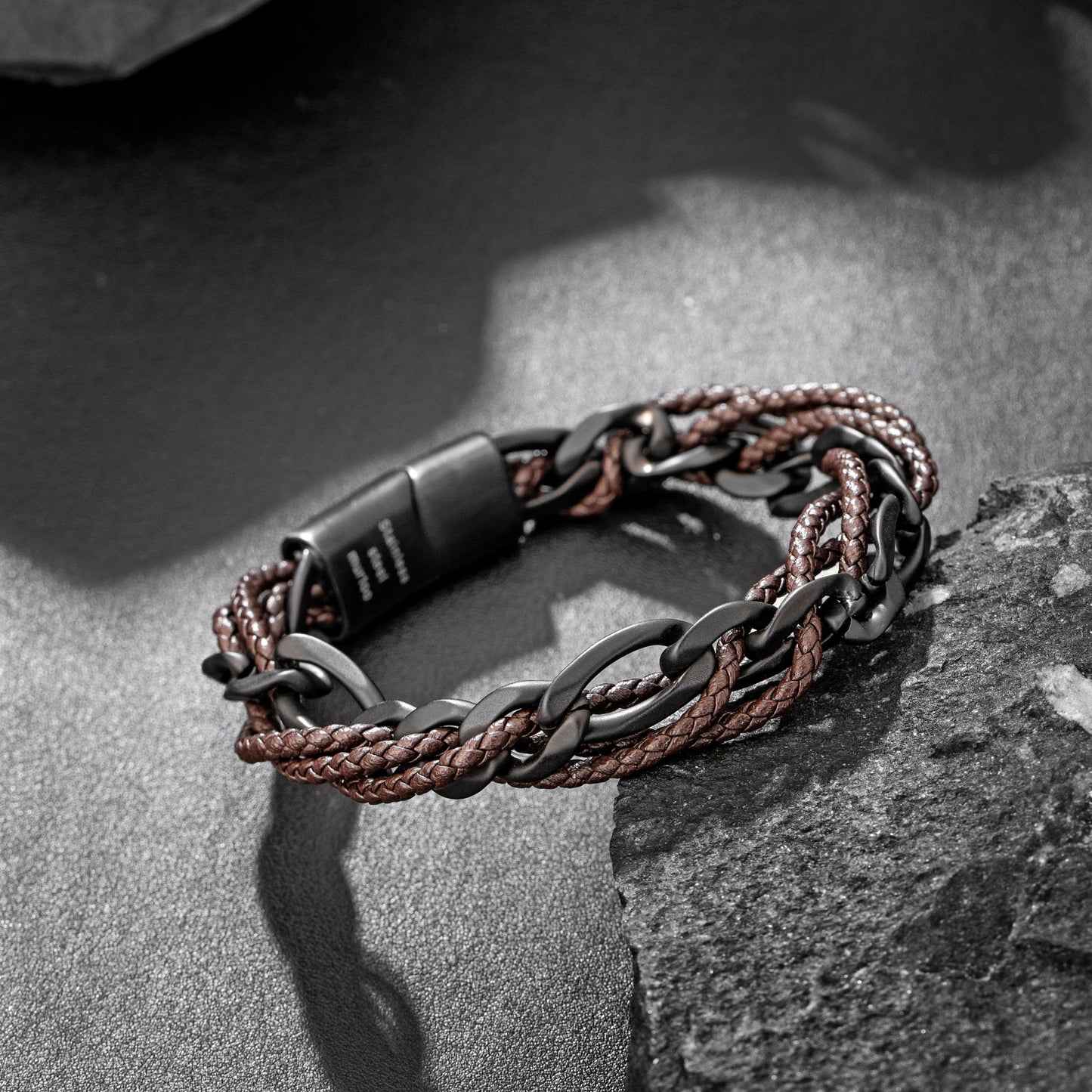 Leather and Steel Bracelet B00625