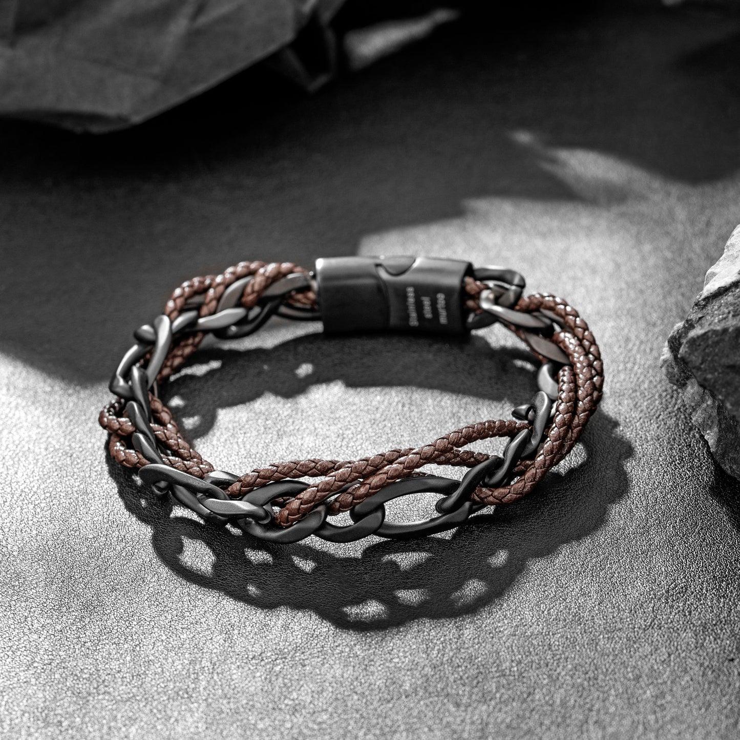 Leather and Steel Bracelet B00625