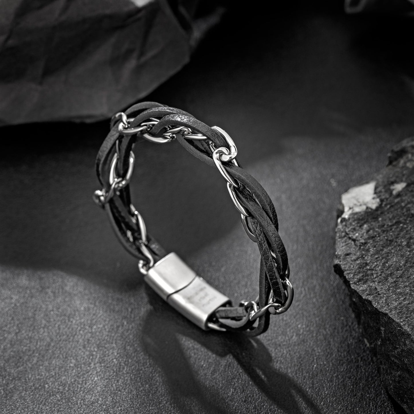 Leather and Steel Bracelet B00628
