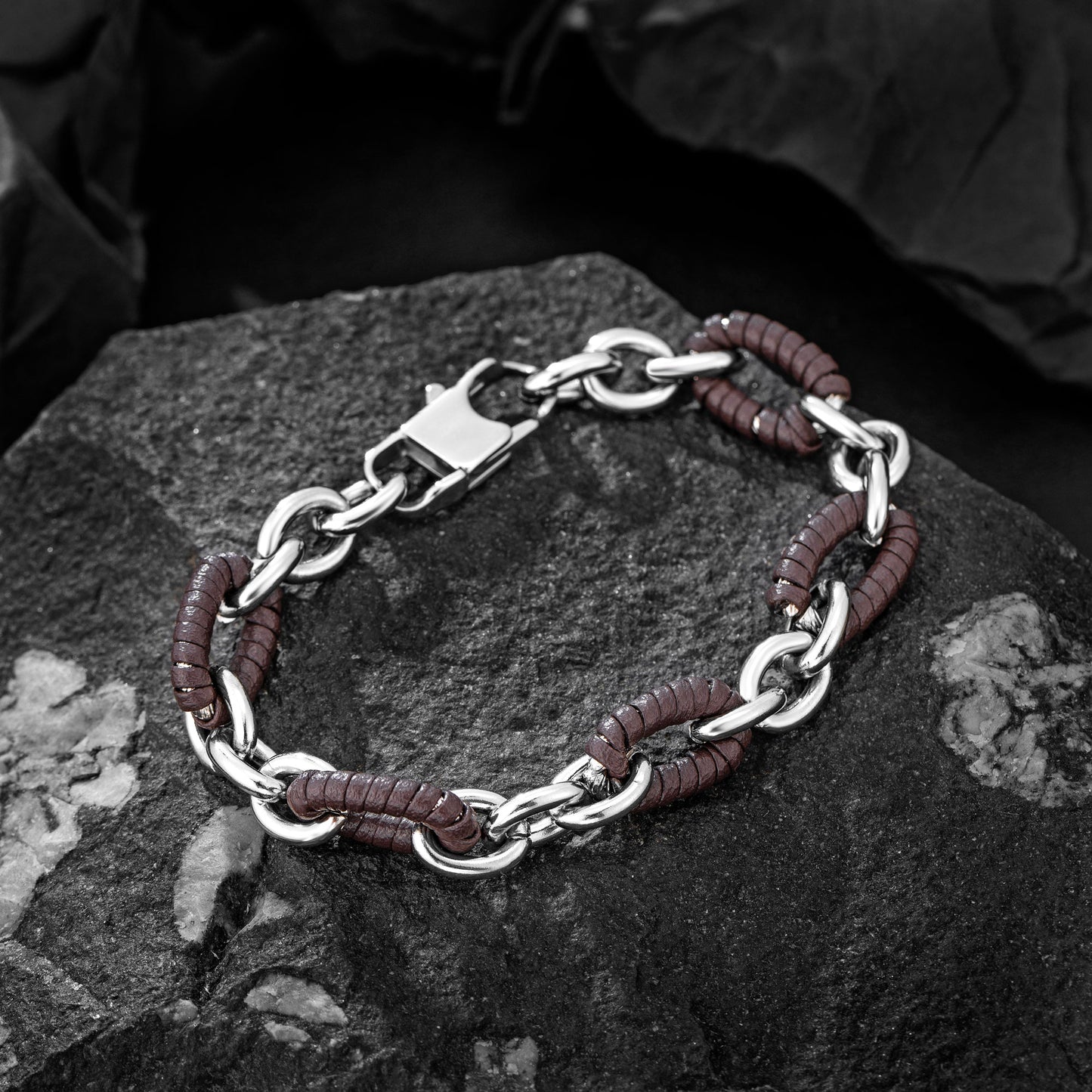 Leather and Steel Bracelet B00619