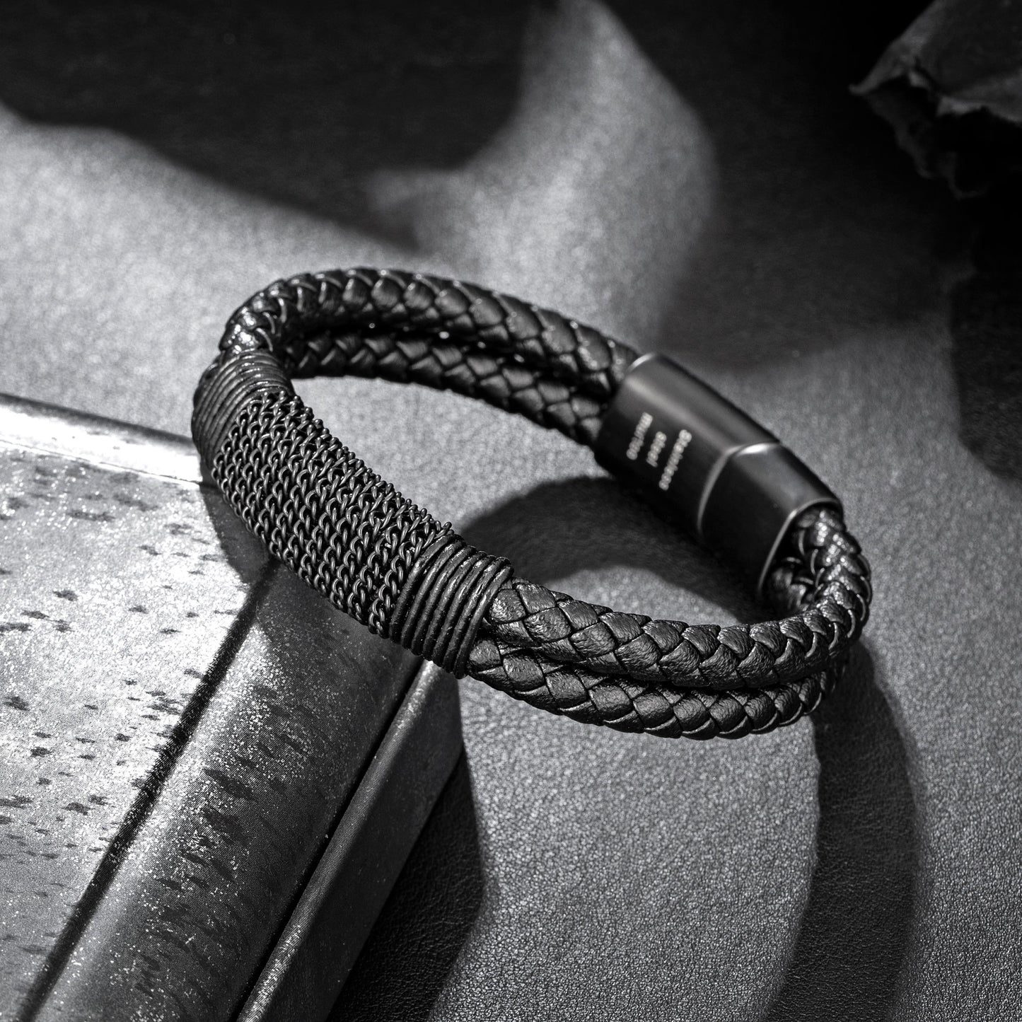 Leather And steel Bracelet B00562