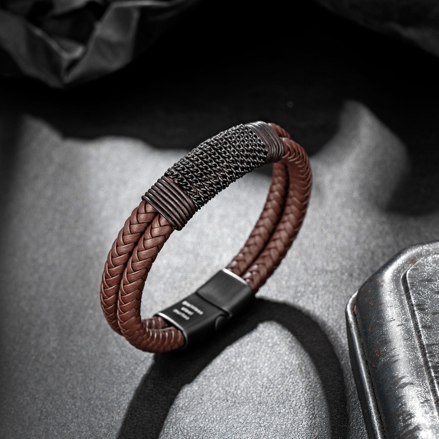 Leather And steel Bracelet B00559