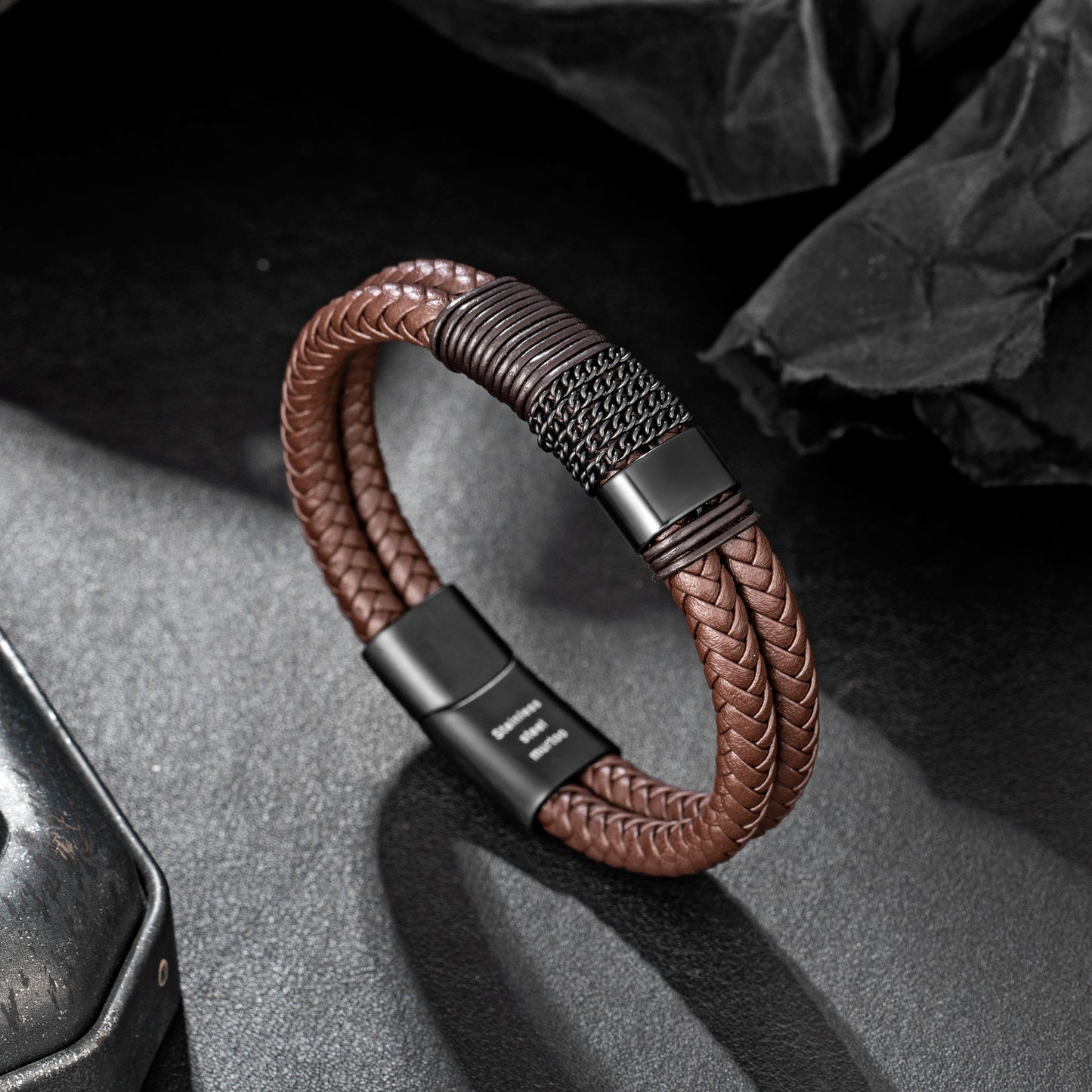 Leather And steel Bracelet B00566