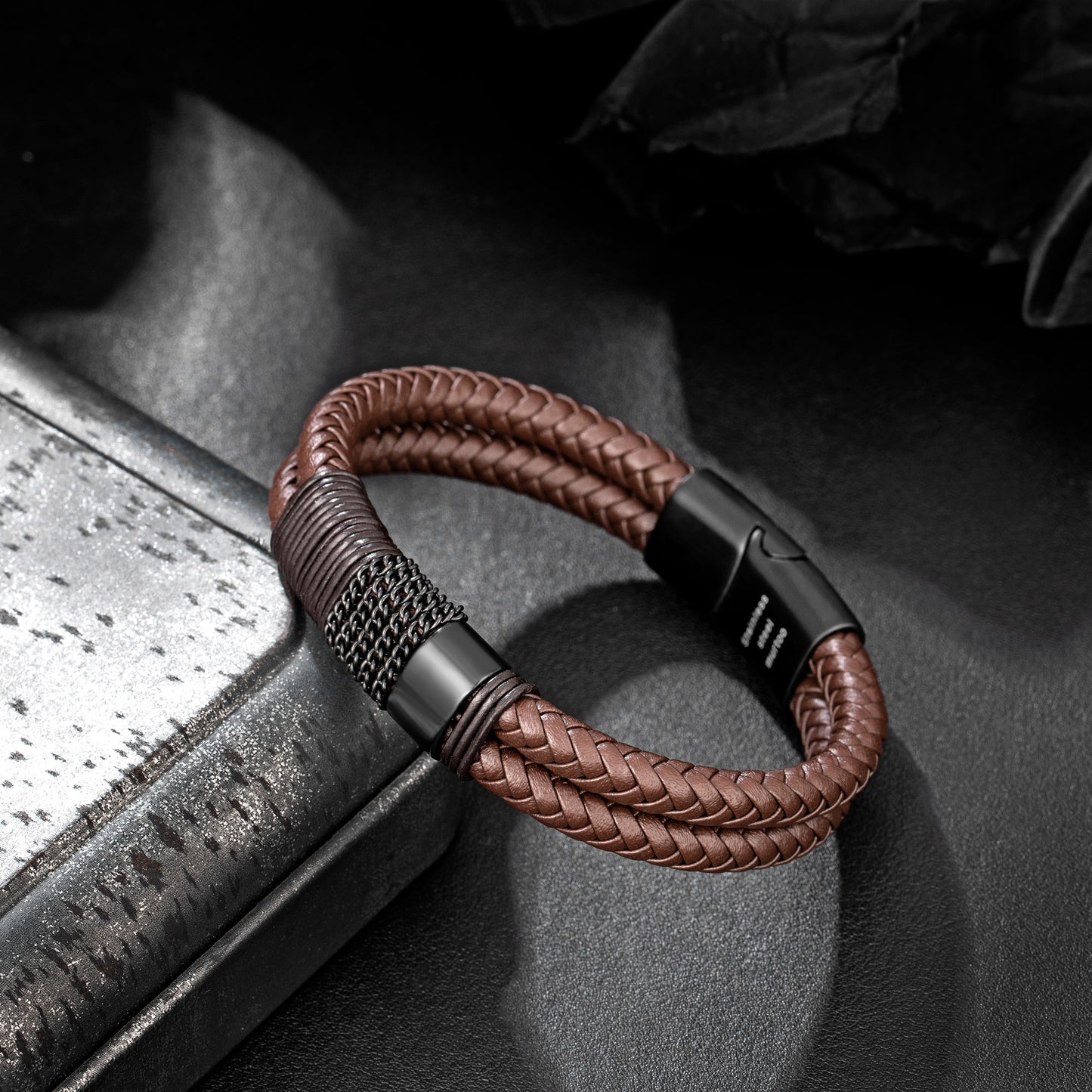 Leather And steel Bracelet B00566