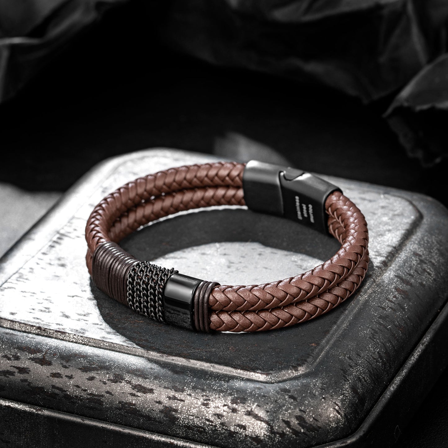 Leather And steel Bracelet B00566