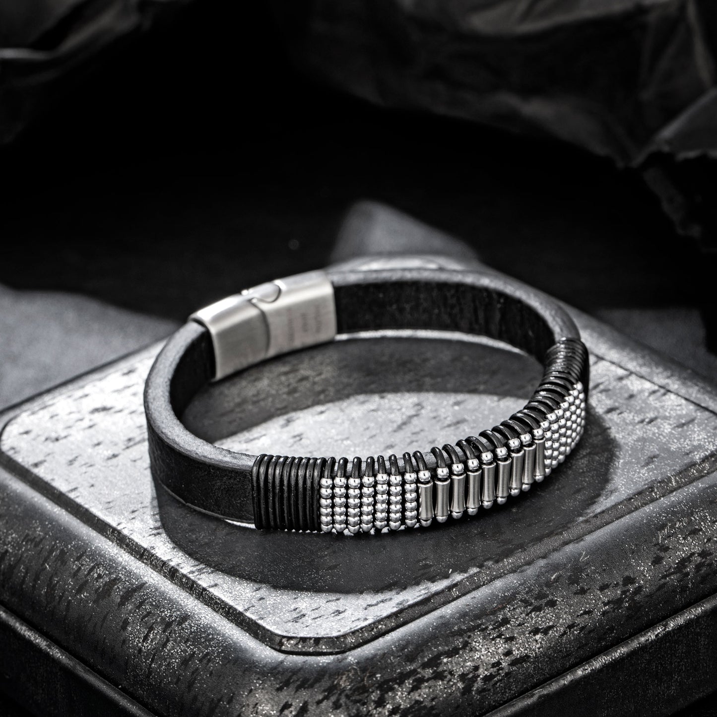 Leather And steel Bracelet B00648