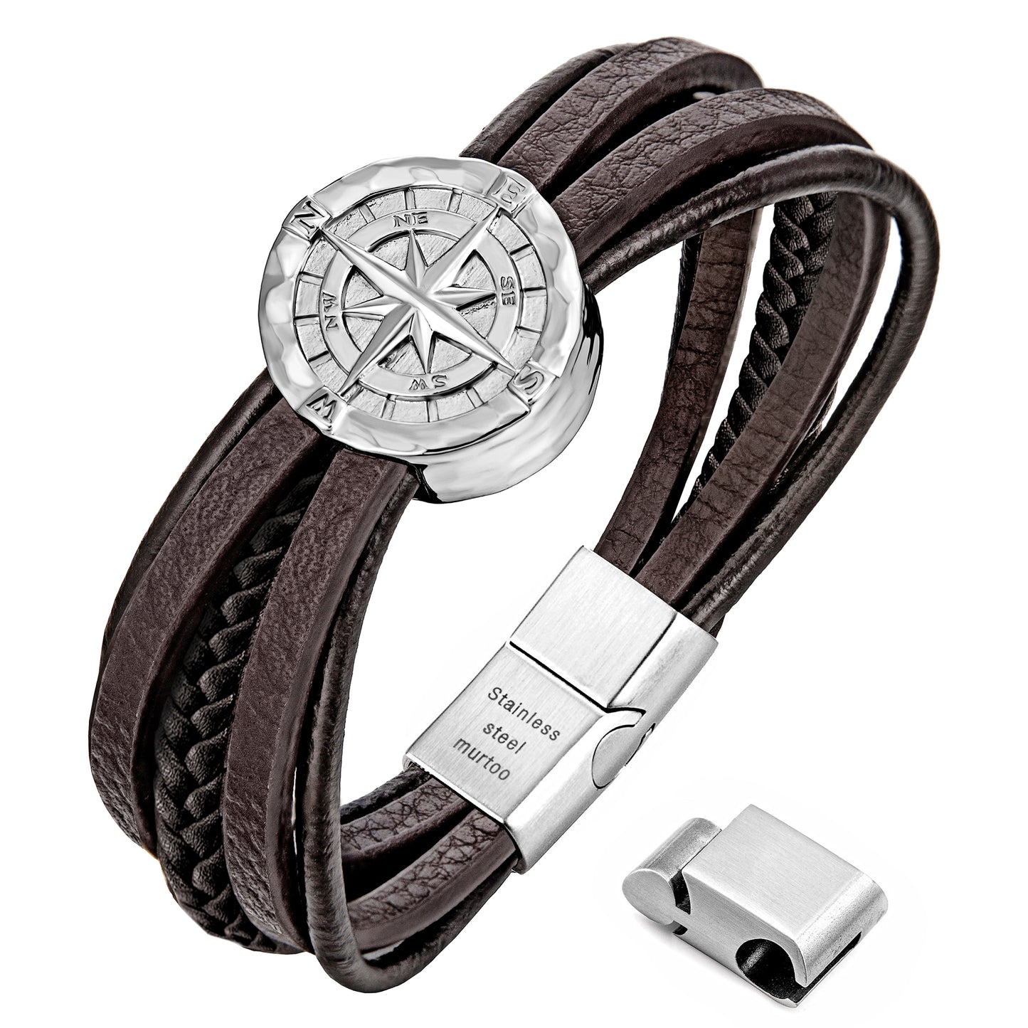 Compass leather bracelet for men B00703
