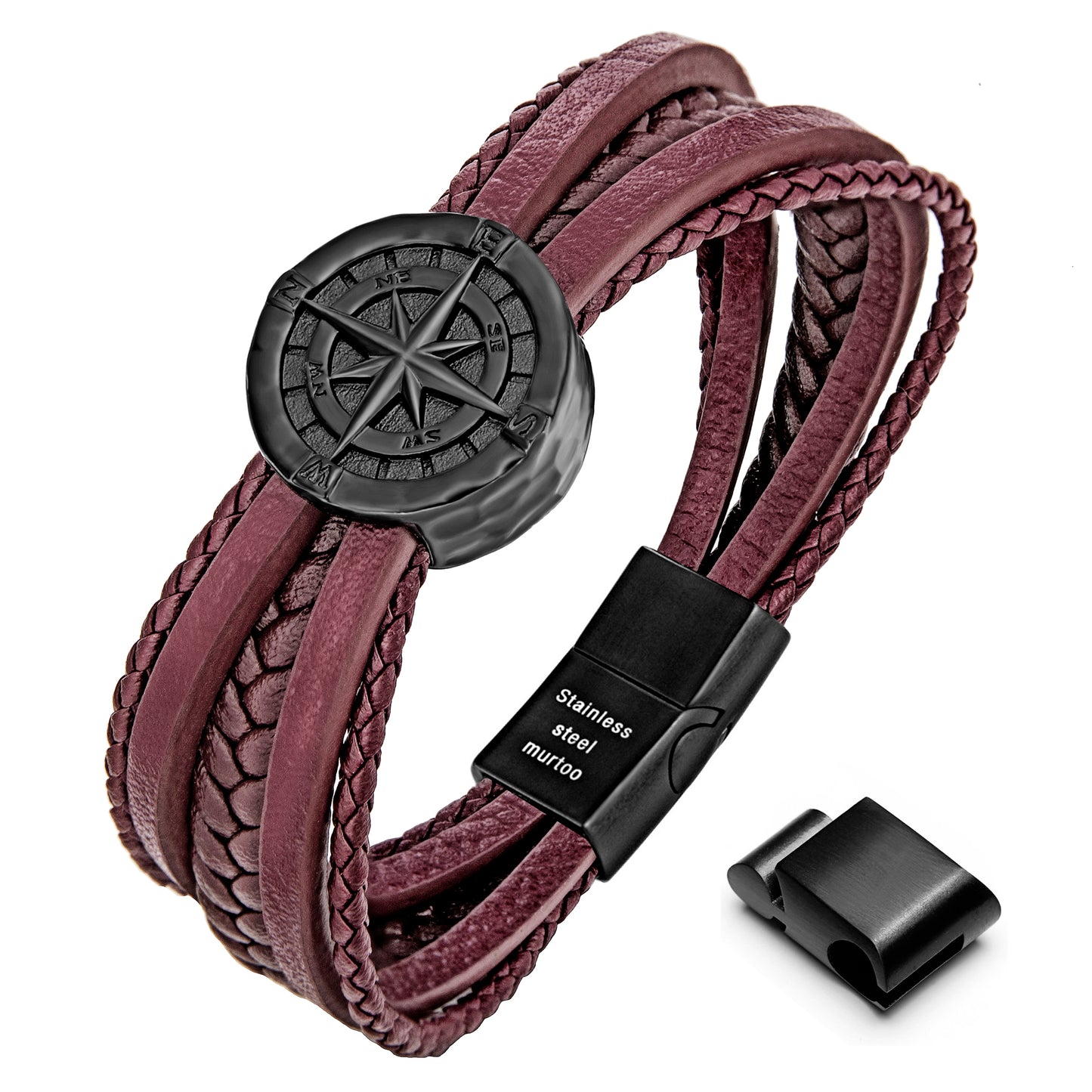 Compass leather bracelet for men B00718