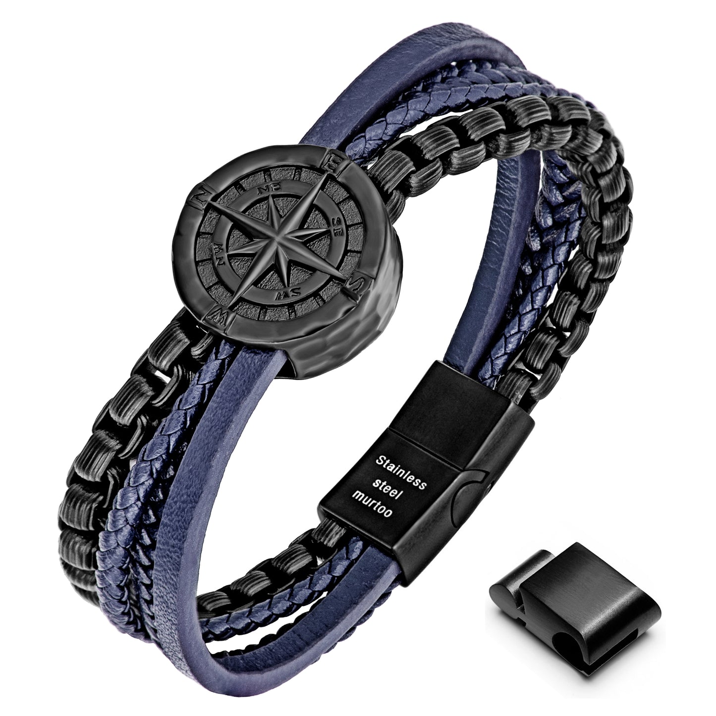 Compass leather bracelet for men B00739