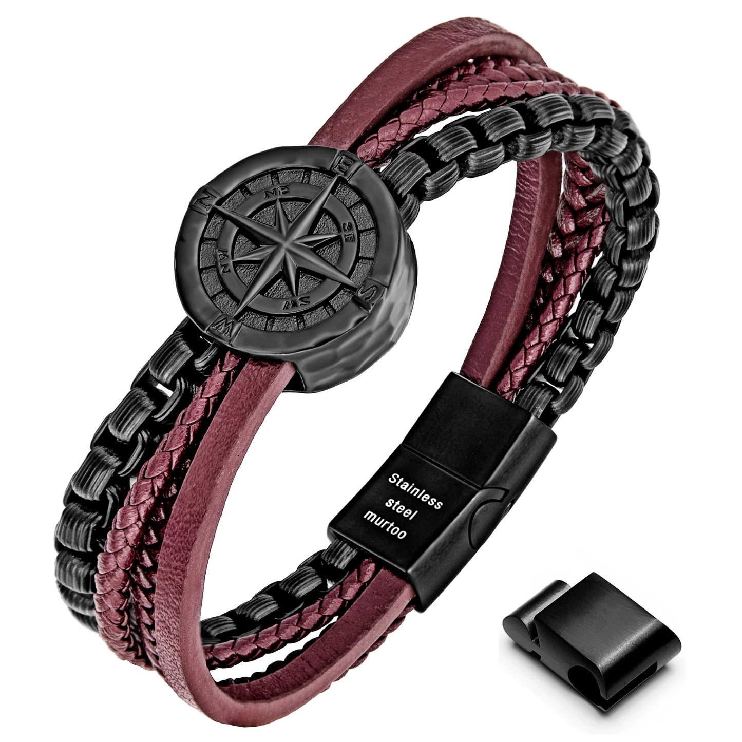 Compass leather bracelet for men B00742