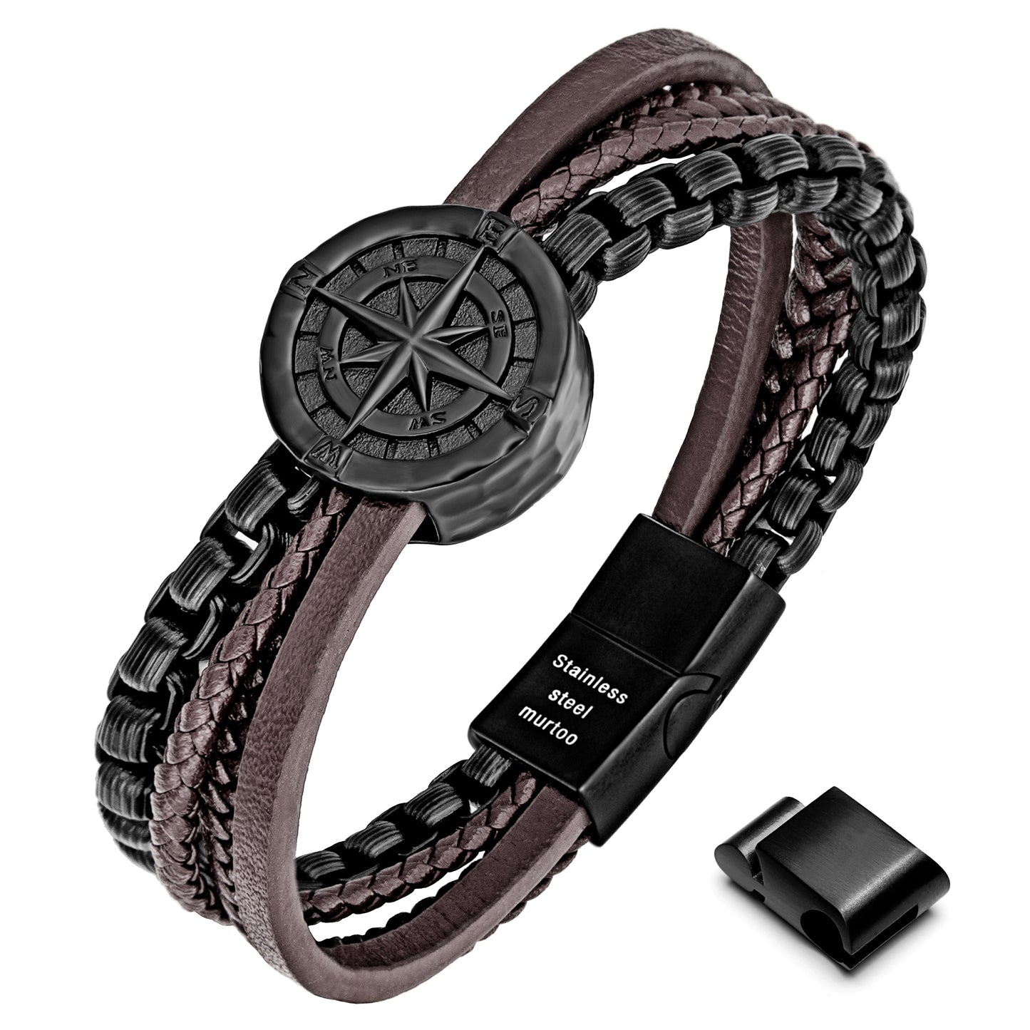 Compass leather bracelet for men B00736