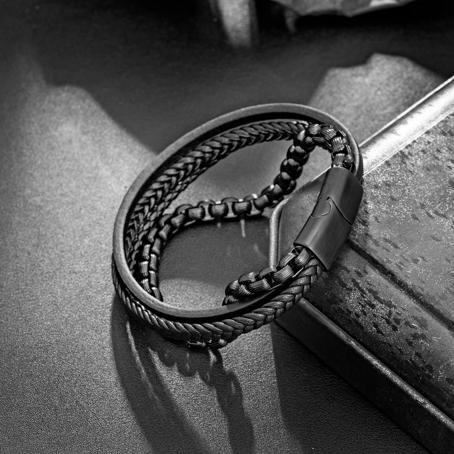 Leather and Steel Bracelet B00753