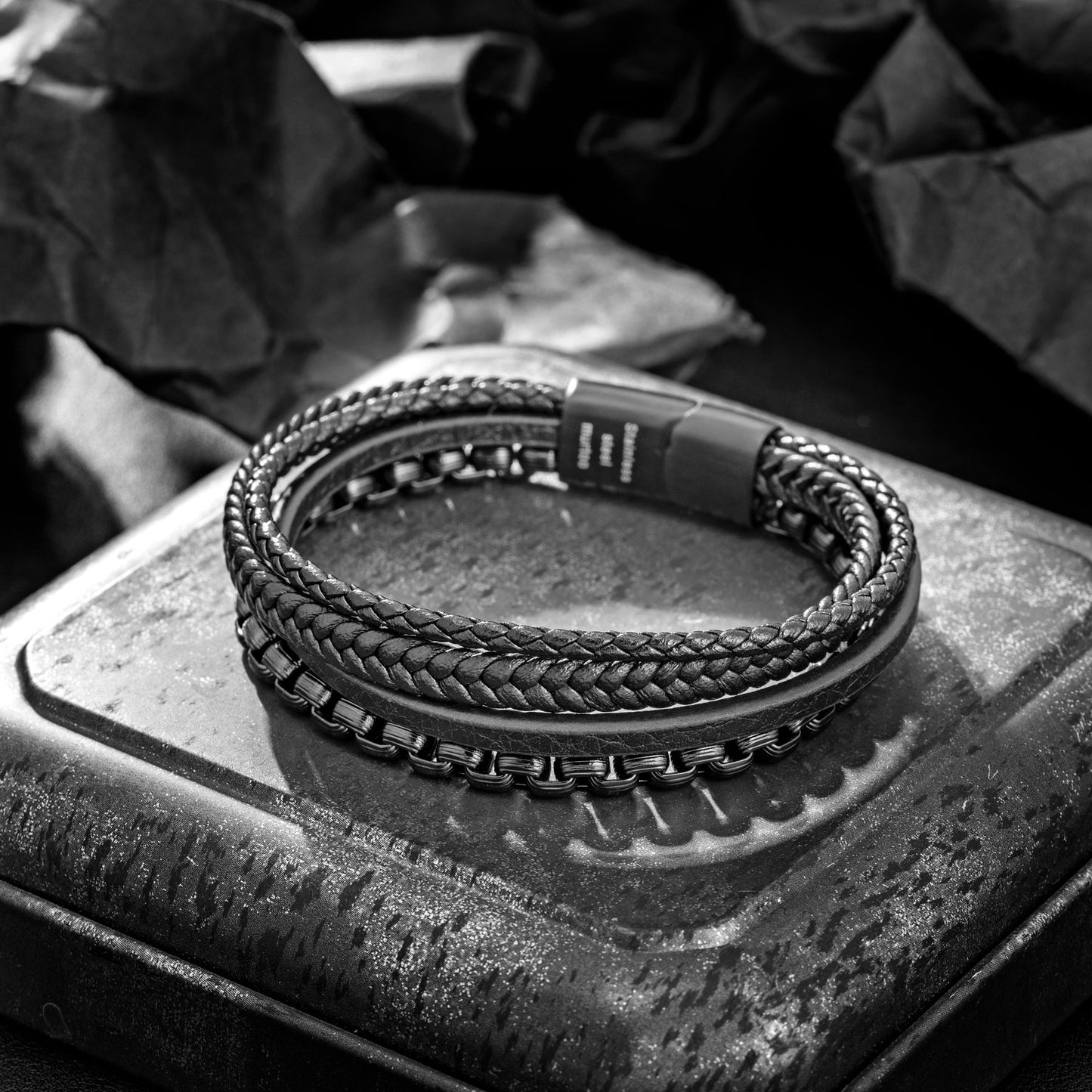 Leather and Steel Bracelet B00753