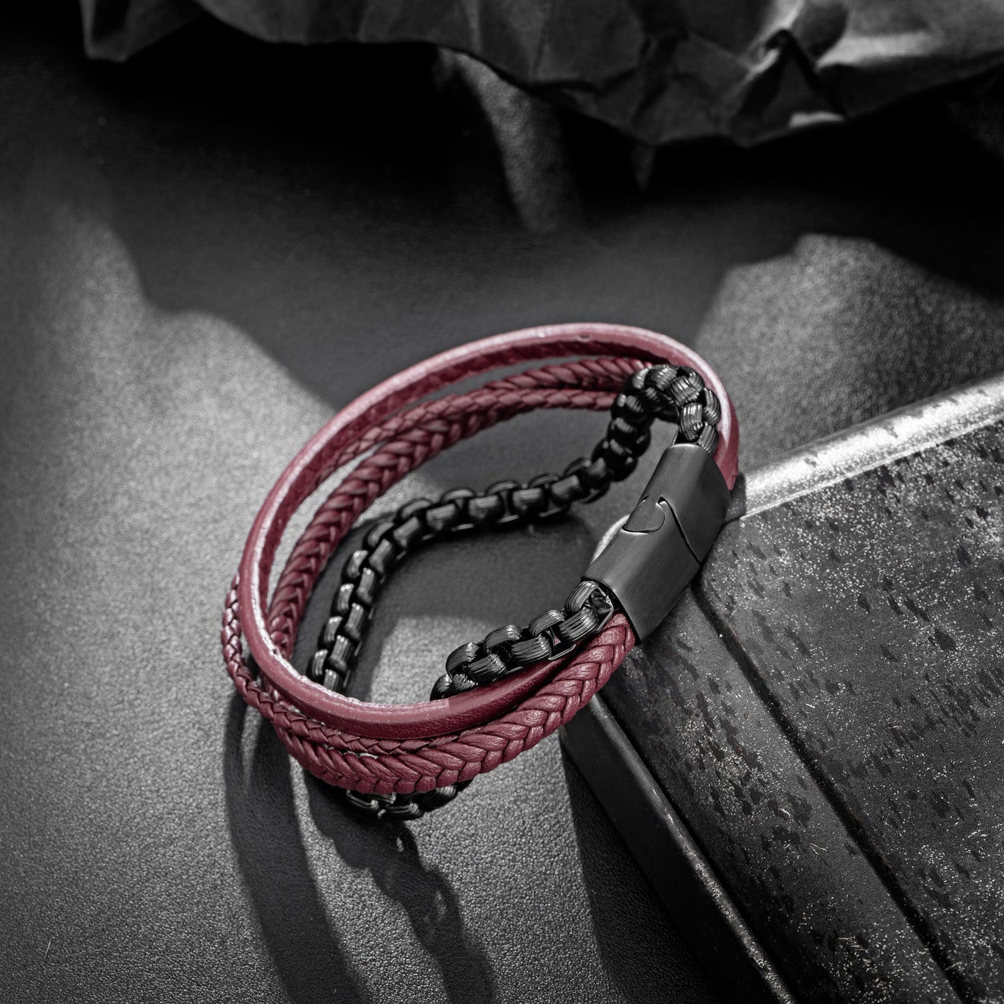 Leather and Steel Bracelet B00762