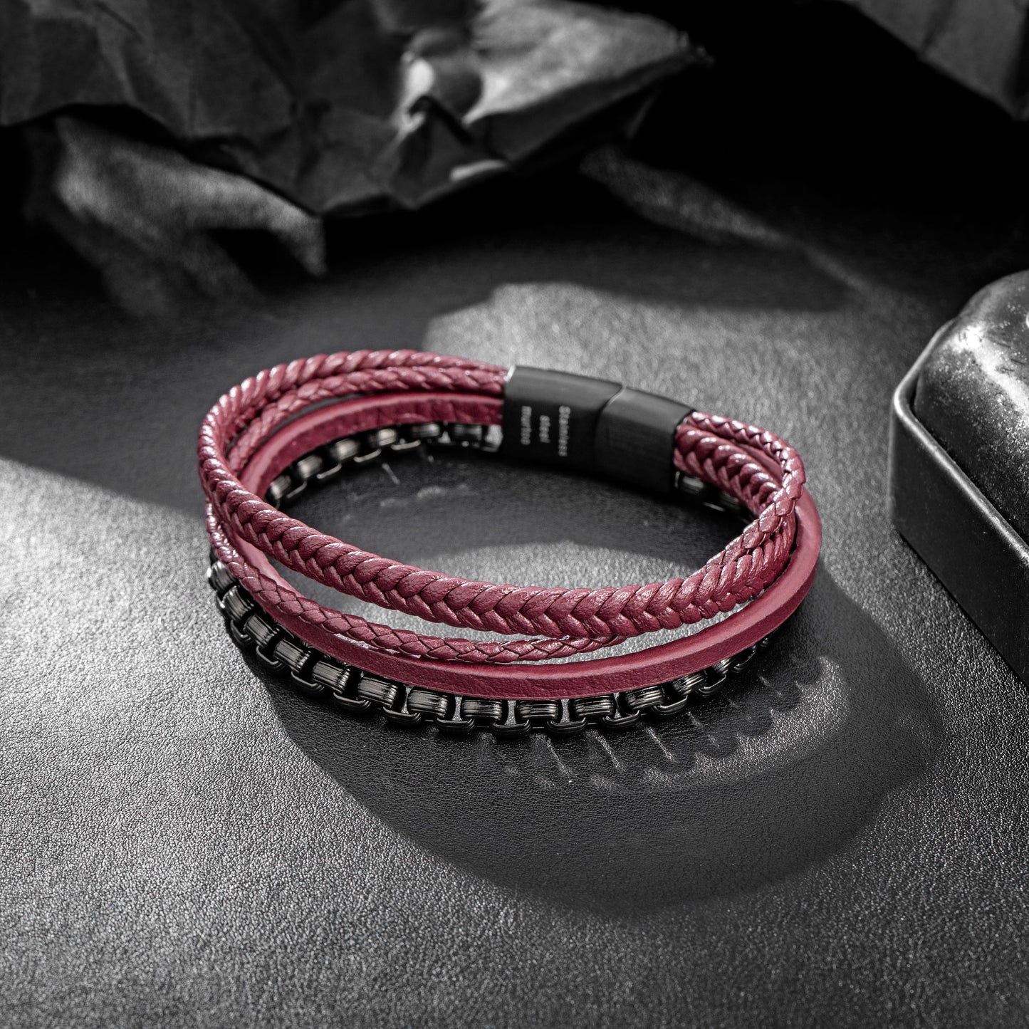 Leather and Steel Bracelet B00762