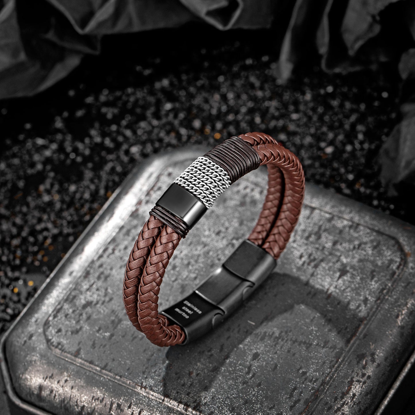 Leather And steel Bracelet B00495