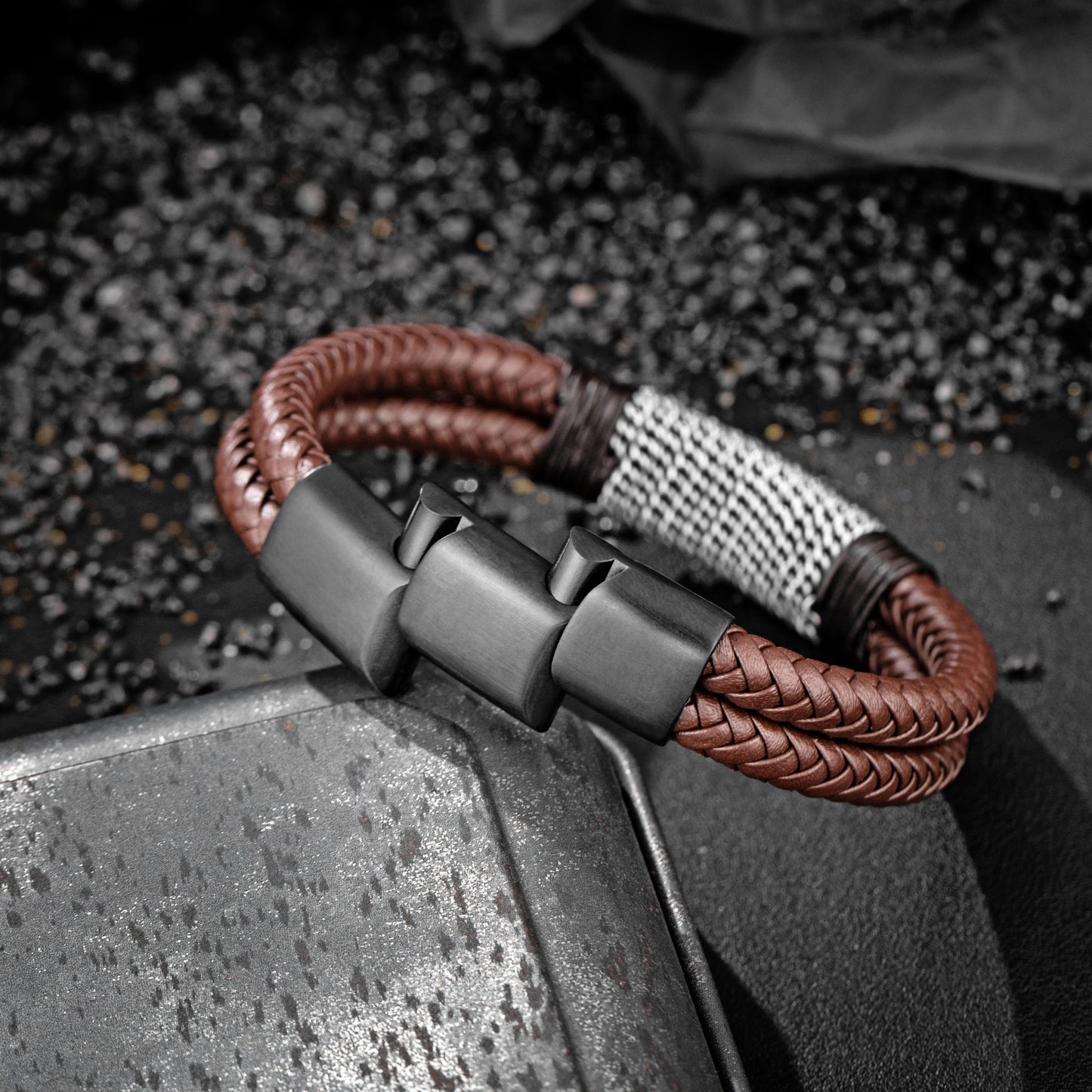 Leather And steel Bracelet B00492