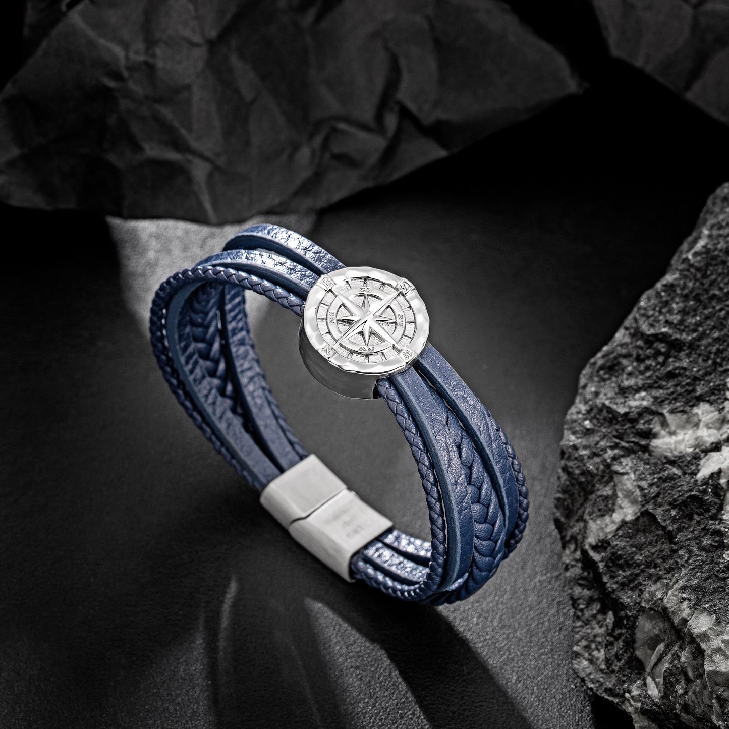 Compass leather bracelet for men B00706