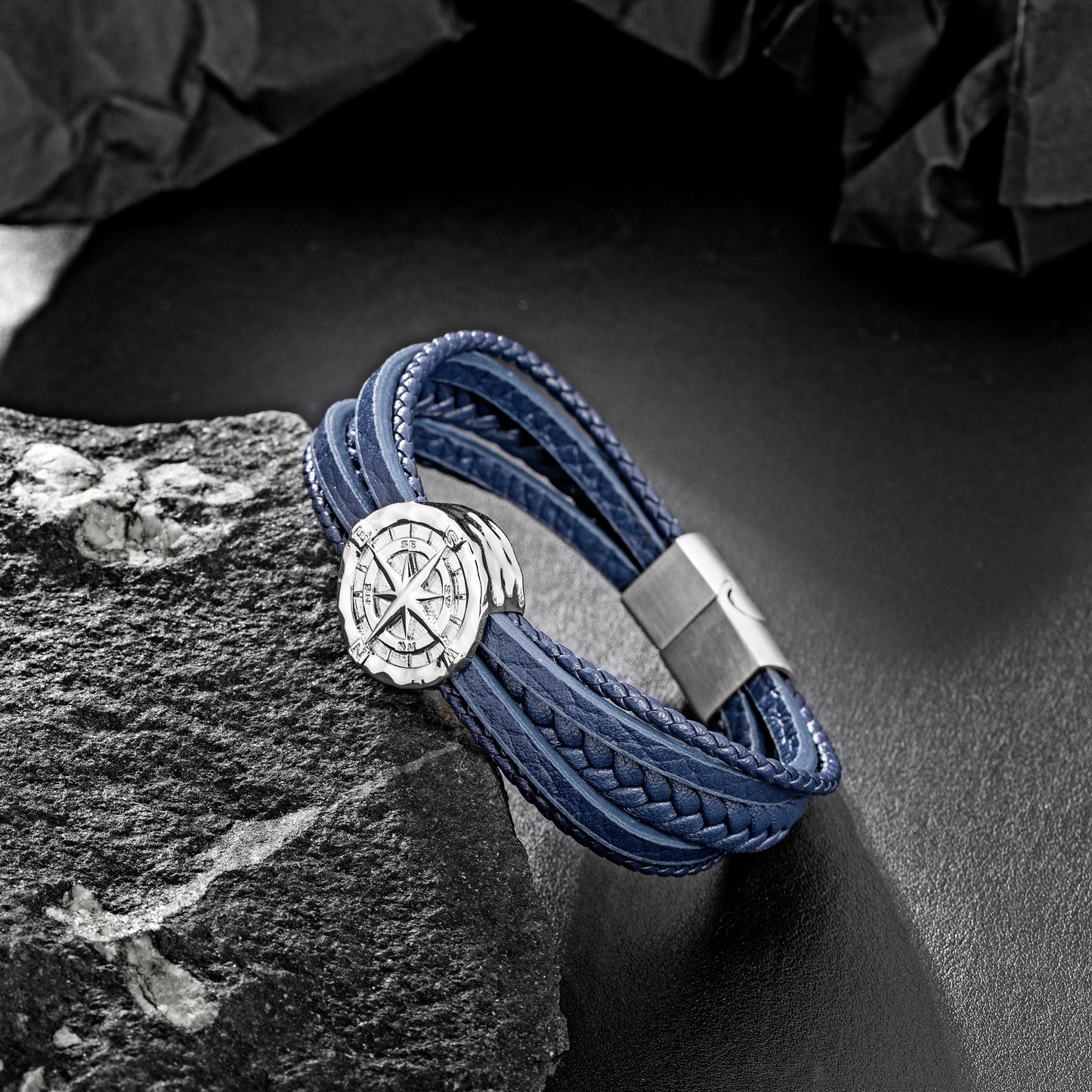 Compass leather bracelet for men B00706