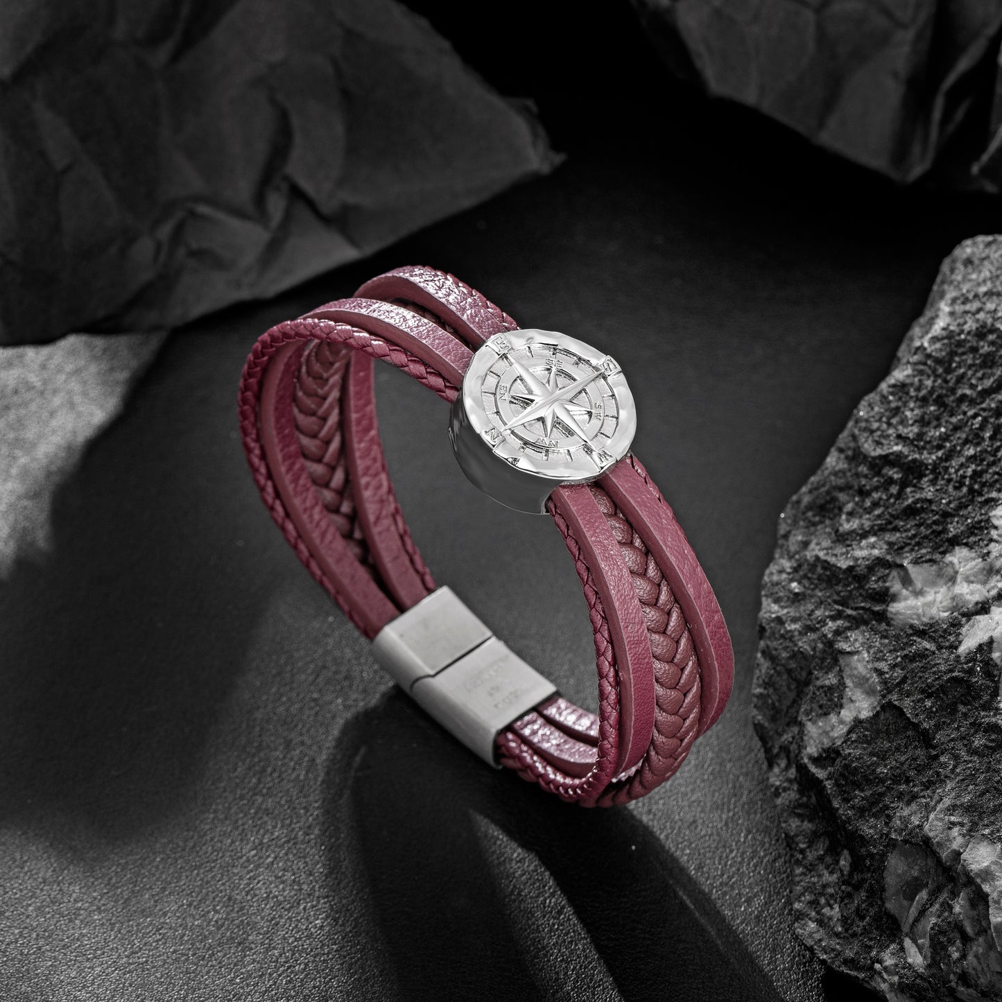 Compass leather bracelet for men B00709