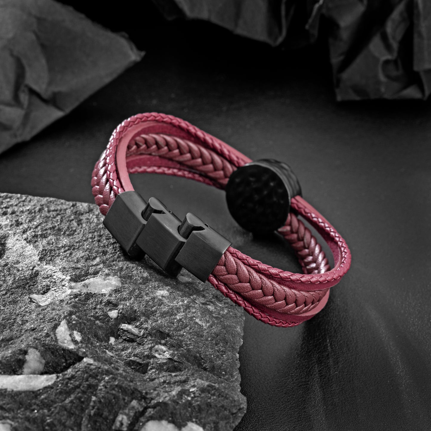 Compass leather bracelet for men B00718