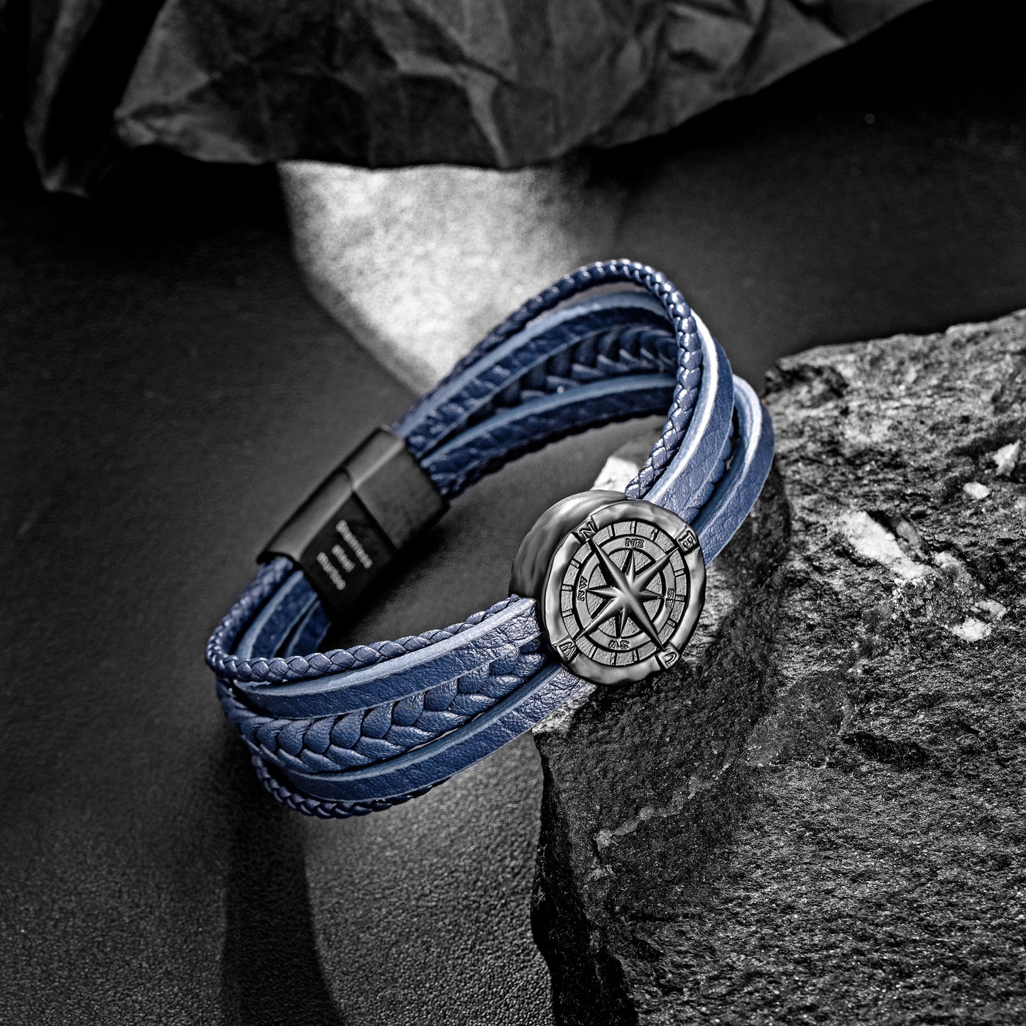 Compass leather bracelet for men B00715