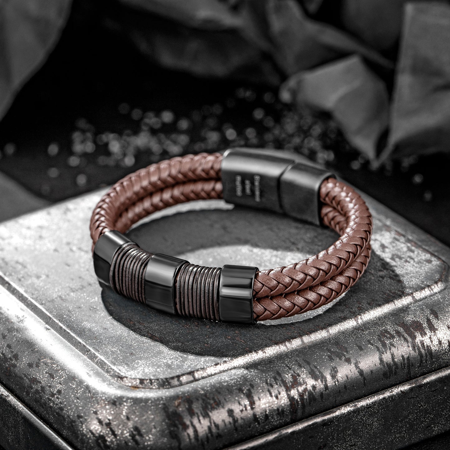 Leather and Steel Bracelet B00528