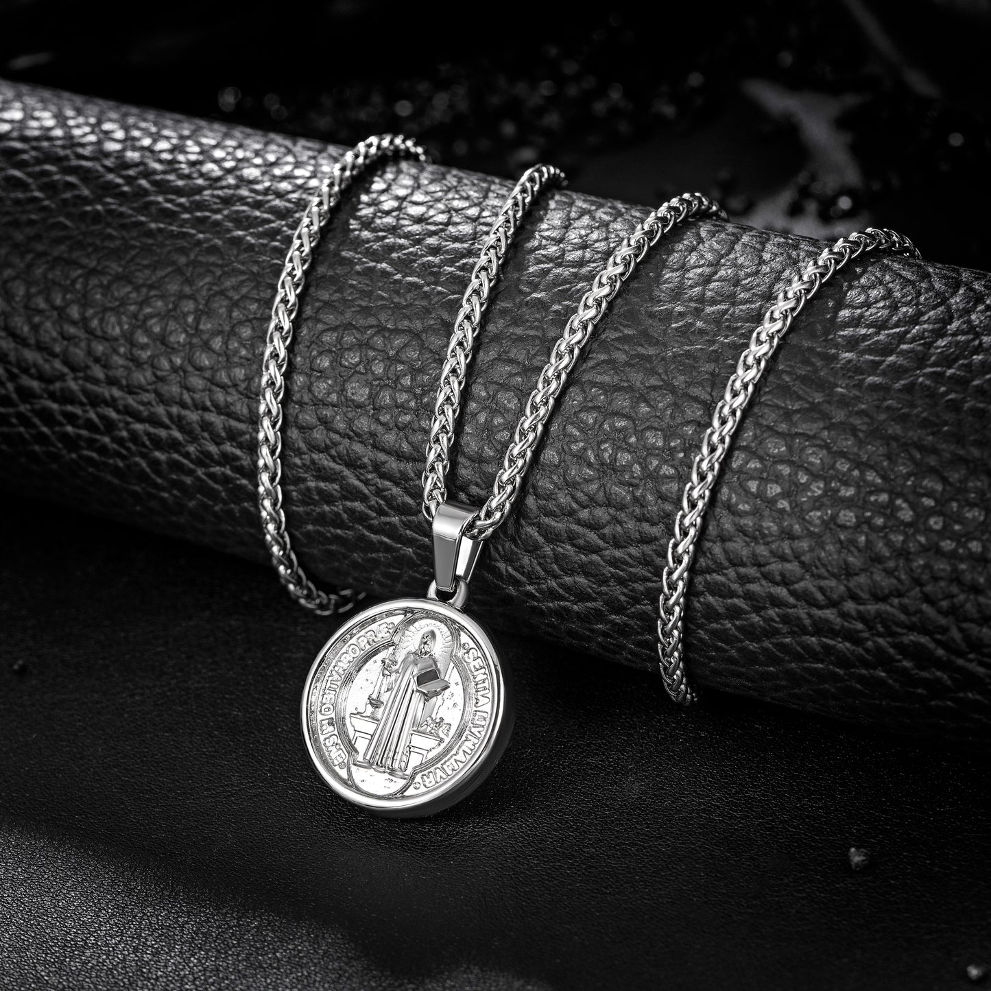 Silver Pendant Necklace Wheat Chain N00894