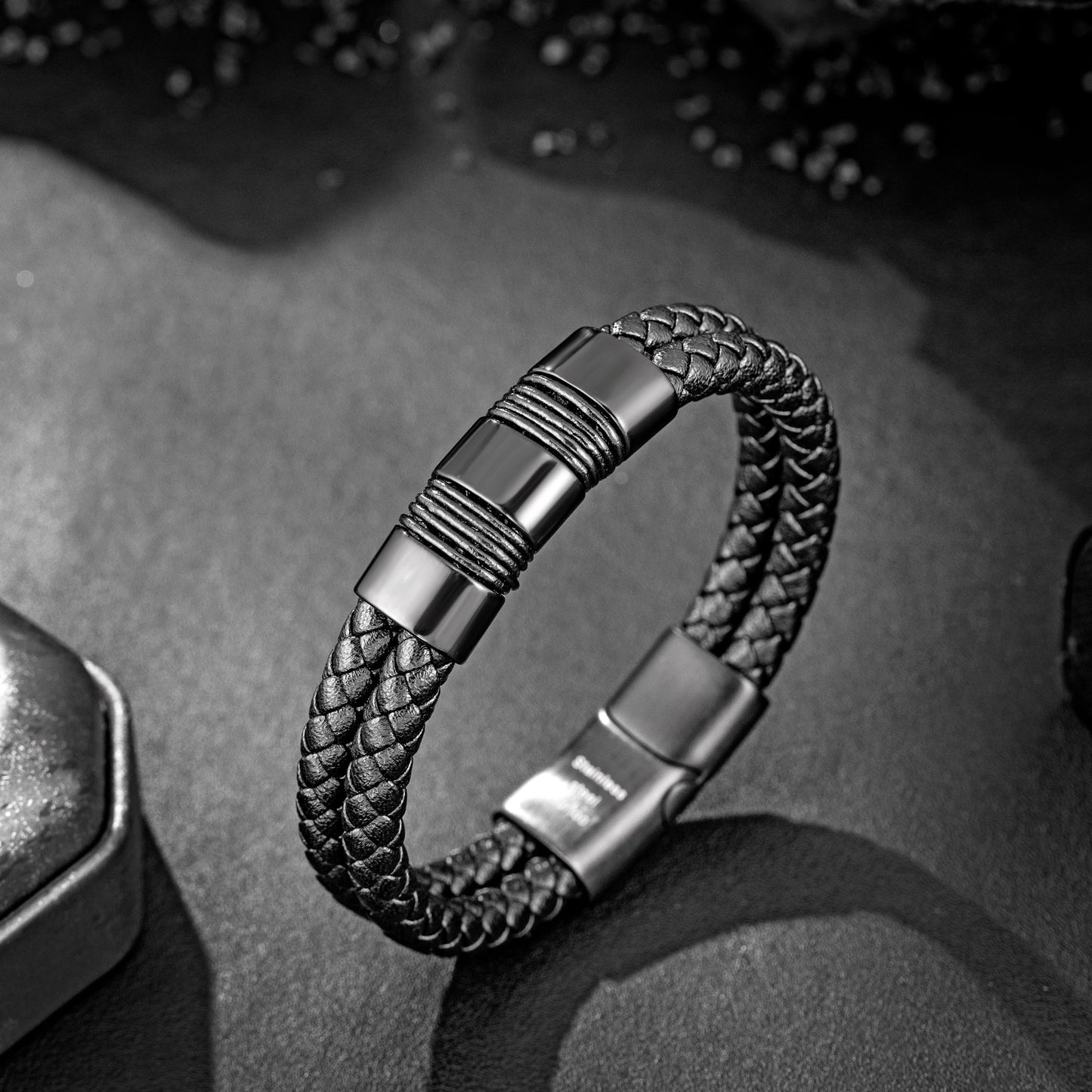 Leather and Steel Bracelet B00534